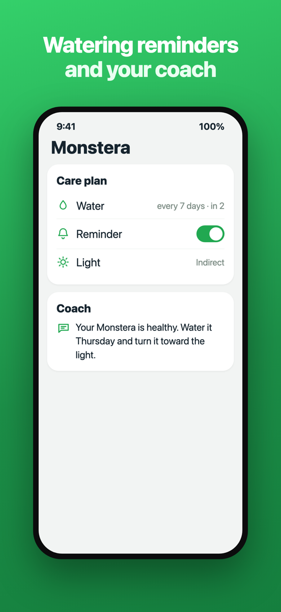 Brotia Premium screen with the personalized plant coach