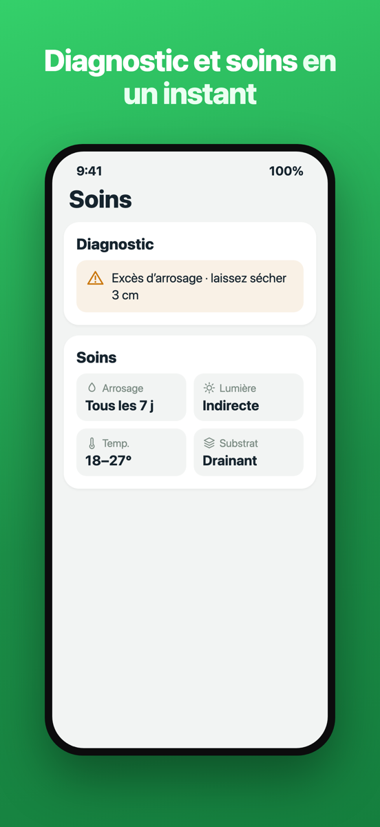Écran de diagnostic de Brotia avec un problème et sa solution