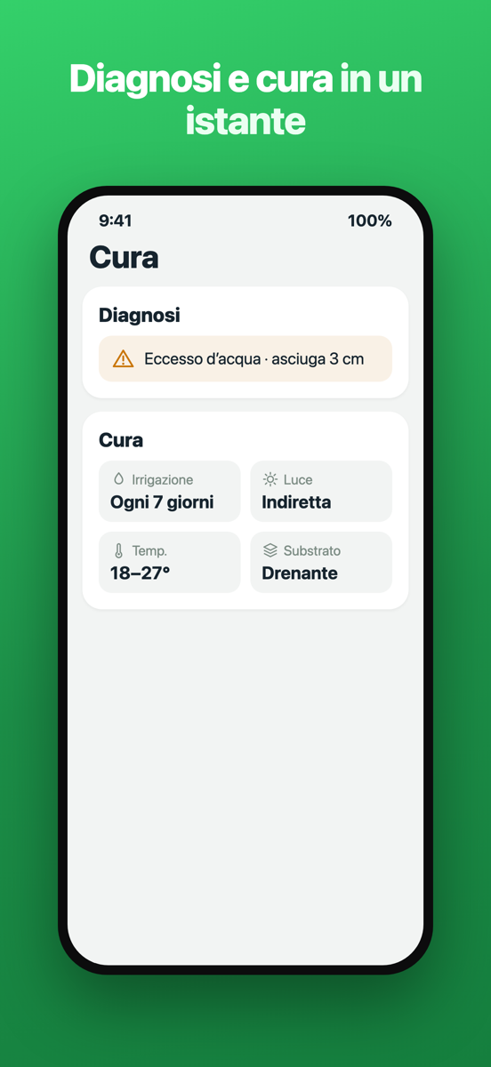 Schermata di diagnosi di Brotia con un problema e la sua soluzione