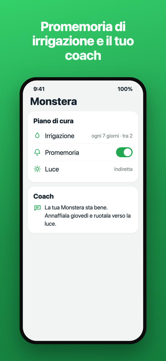 Schermata di Brotia Premium con il coach di piante personalizzato