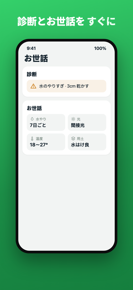 問題と解決策が表示された Brotia の診断画面